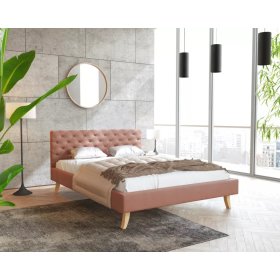 Upholstered bed California 140 x 200 cm - old pink, FDM