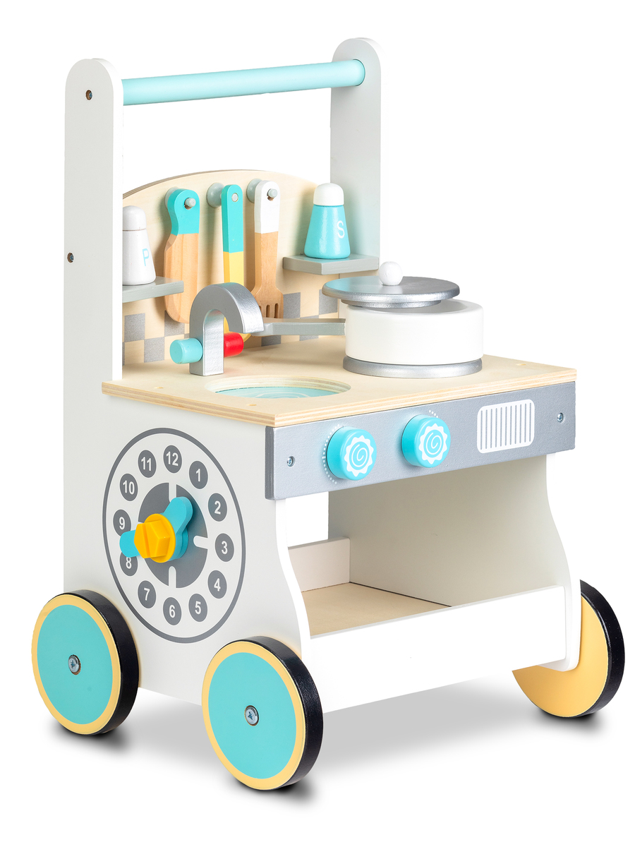 Children wooden kitchenette with wheels - banaby.eu