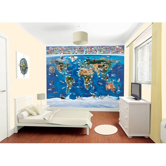 3D World Map Wall Mural