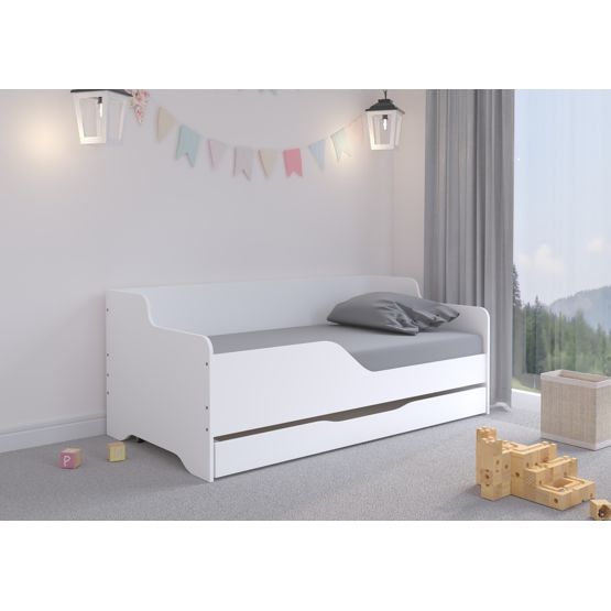 Children's Bed with Backrest LILU 160 x 80 cm - White