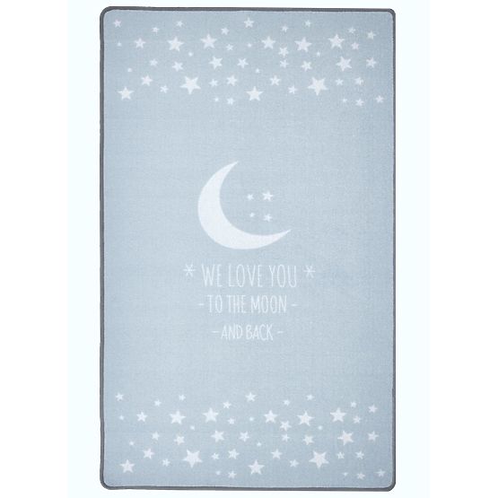 Children's carpet LOVE YOU MOON light blue / white