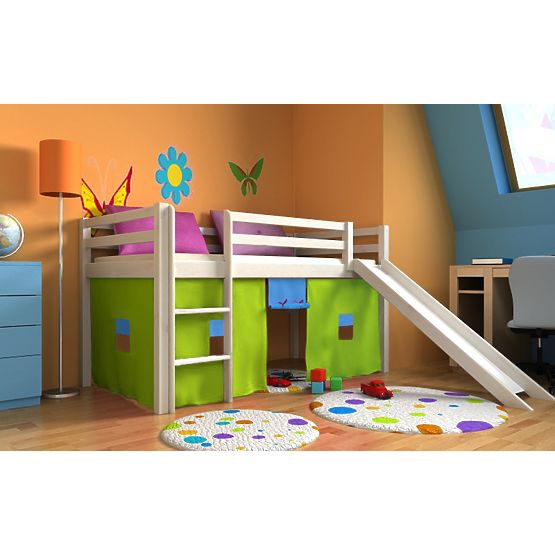 Children's Loft Bed Ourbaby Modo with Slide - White