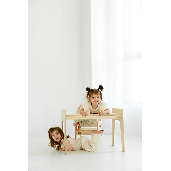 Children's Wooden Table with Chair S/M - Natural