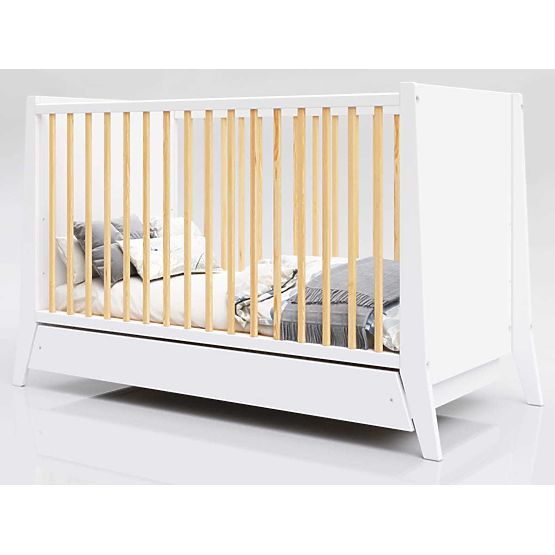 Cosmo Scandi Baby Crib 120x60 White-Natural