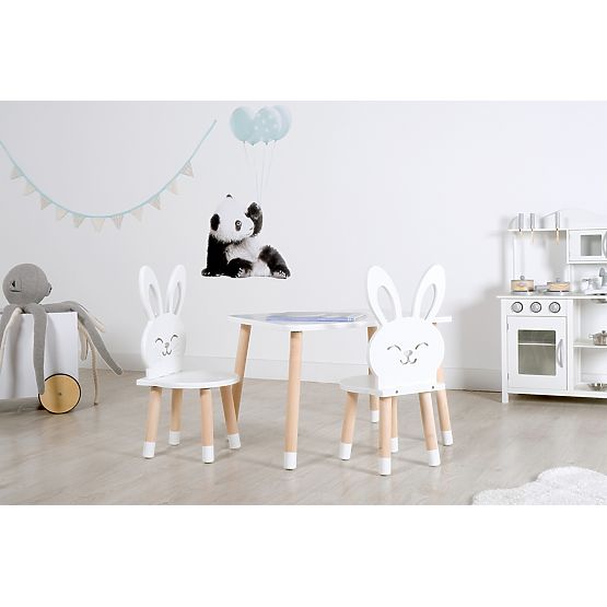 Children's Table with Chairs - Rabbit - White