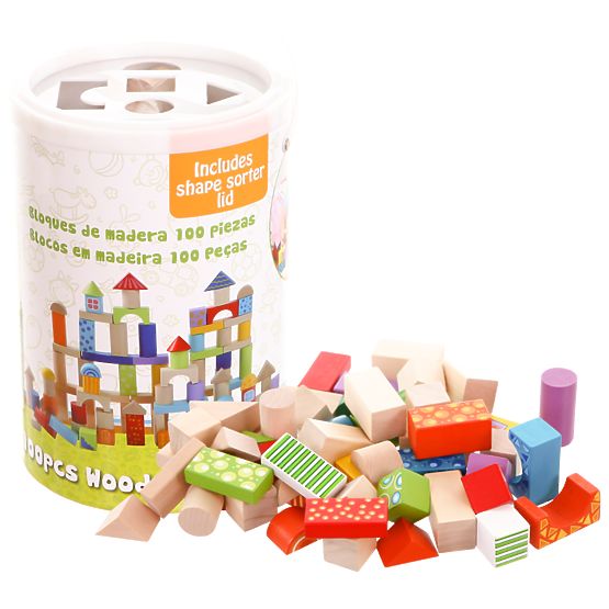 Ecotoys wooden blocks - 100 pcs