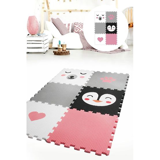 Foam play mat 6 pcs - Bear, penguin, heart and paw