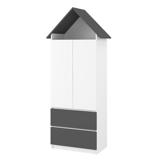 Sofie House-Shaped Wardrobe - Grey