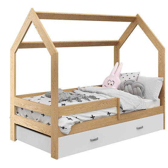 Paula House Bed with Guardrail 160 x 80 cm - Pine