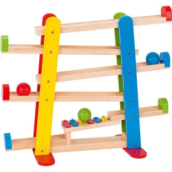 A giant ball track with a xylophone