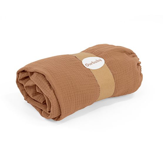 Muslin Fitted Sheet Ourbaby 180x80 cm - Toffee