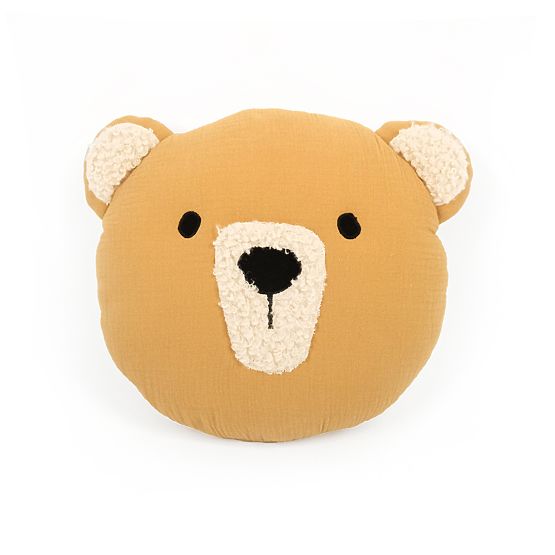 Muslin Pillow Ourbaby Ø 35 cm Bear - Mustard