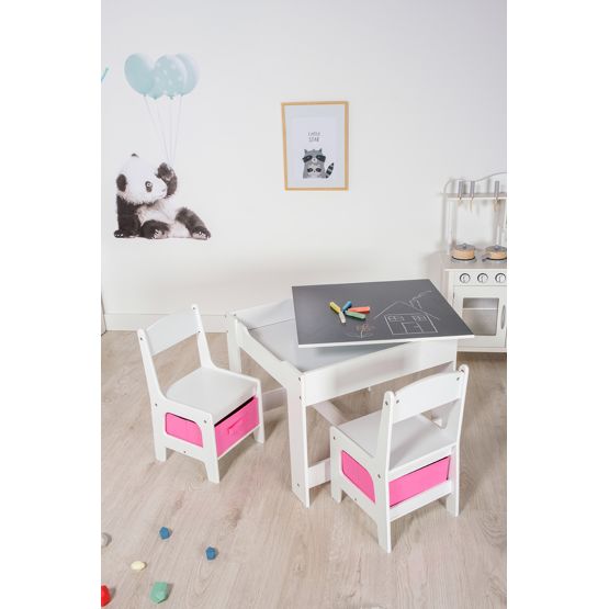 Ourbaby Children's Table with Chairs and Pink Boxes