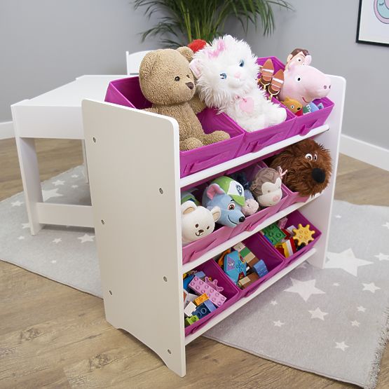 Ourbaby toy organizer with pink boxes