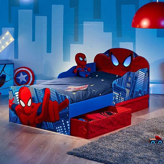 Children's Bed Spiderman with Light and Storage