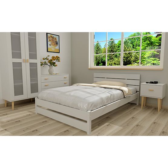 Wooden Bed Max 200 x 90 cm - White