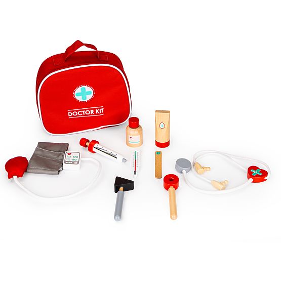 Wooden Medical Set Bag + 9 pcs ECOTOYS