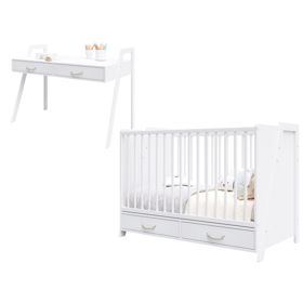 2-in-1 Crib and Desk CONE 120x60 - WHITE, Pietrus