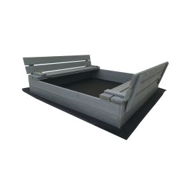 Closable Sandbox with Benches 120x120 cm - Grey