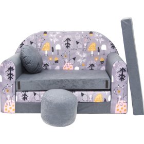 Children's Sofa Forest with Squirrel - Gray
