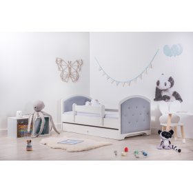 Upholstered Bed Luna with Guardrail - Light Grey