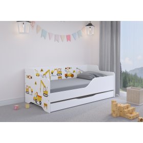 Children's Bed with Backrest LILU 160 x 80 cm - Construction Site