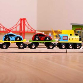 Bigjigs Rail Freight train with cars and tracks, Bigjigs Rail