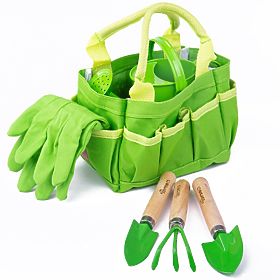 Bigjigs Toys Garden tool set in canvas bag green, Bigjigs Toys