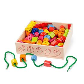 Bigjigs Toys Wooden string beads in a jar, Bigjigs Toys