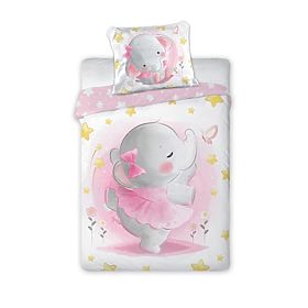 Children's bedding 135x100 + 60x40 cm Pink elephant, Faro