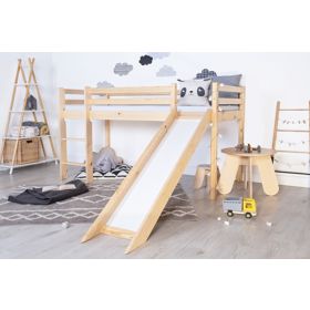 Children's Loft Bed Ourbaby Modo with Slide - Pine, Litdrew