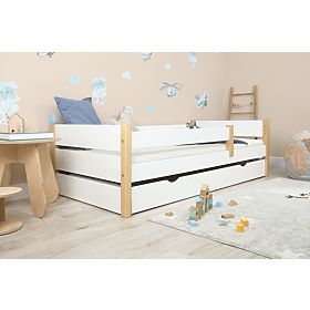 Children's Wooden Bed Scandie with Guardrail - White, Ourbaby®