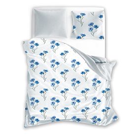 Cotton Bedding Blue Cornflowers 140x200cm + 70x90cm, Faro