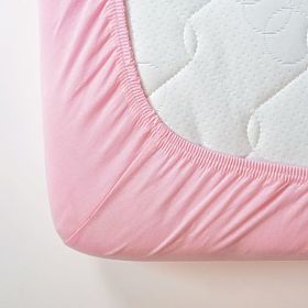 Cotton Fitted Sheet 190x90 cm - Pink, Frotti