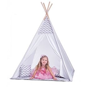 Children's teepee tent grey-white, Woodyland Woody