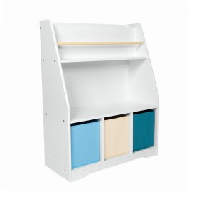 Montessori Bookshelf Cyan - White