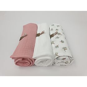 Muslin diapers 3 pcs - pink, TOLO