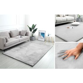 Rabbit silk rug - light gray