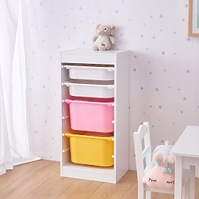 Shelf with Storage Boxes Tower - Pink / Yellow, SENDA