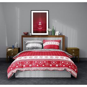 Red-grey Christmas bedding 140x200cm + 70x90cm, Faro