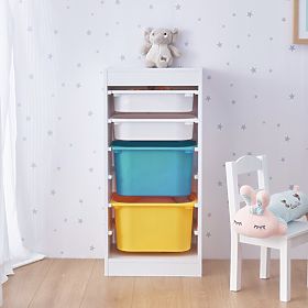 Shelf with Storage Boxes Tower - Blue/Yellow, SENDA