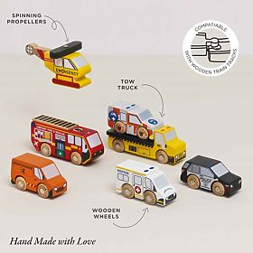 Rescue Vehicle Set with Helicopter, Le Toy Van