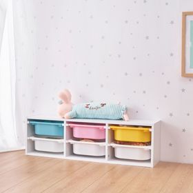 Shelf with Storage Boxes Explorer - Blue / Pink / Yellow, SENDA