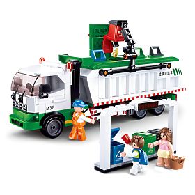 Sluban Town M38-B0780 Building Set - Garbage Recycling Truck + Card Game, Sluban