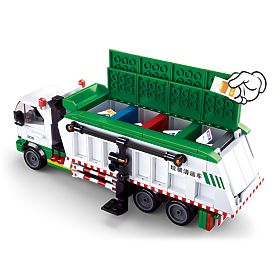 Sluban Town M38-B0780 Building Set - Garbage Recycling Truck + Card Game, Sluban