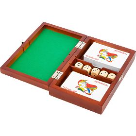 Small Foot Playing dice and cards in a wooden box, small foot