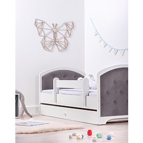 Upholstered Bed Luna with Barrier - Dark Gray, BabyBoo