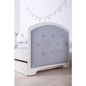 Upholstered Bed Luna with Guardrail - Light Grey, BabyBoo