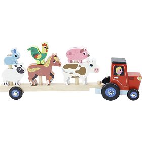 Vilac Wooden tractor with attachable animals, Vilac