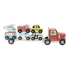 Vilac Wooden truck with toy cars, Vilac